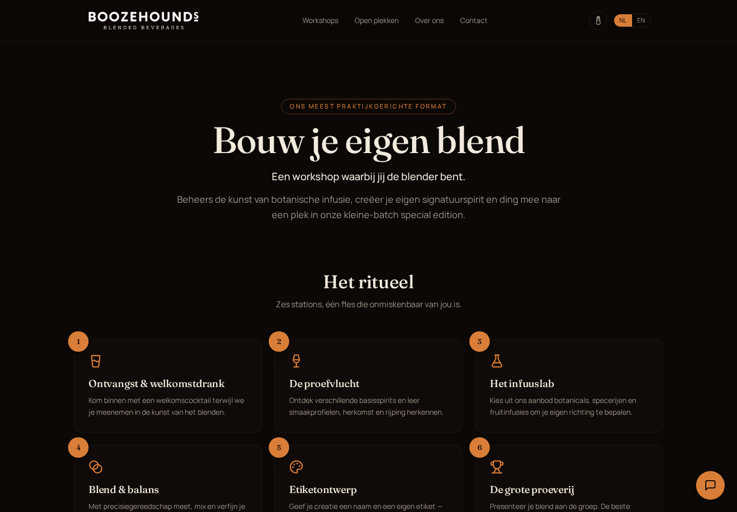 Boozehounds — AI-Guided Workshop Booking — Build Your Own Rum experience